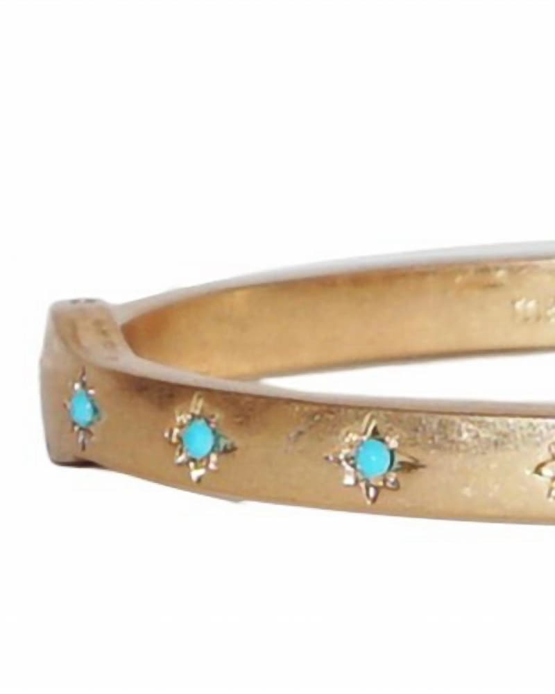 Front of a size O/S Multi Stone Bracelet in Gold/Turquoise Tones in Gold/Turquoise Tones by marlyn schiff. | dia_product_style_image_id:329608